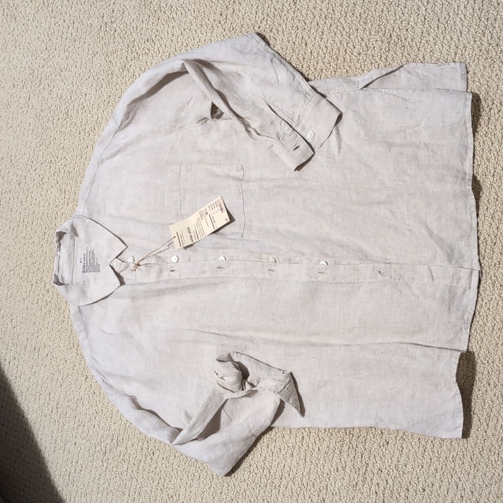 New with tag Muji French Linen Wide shirt